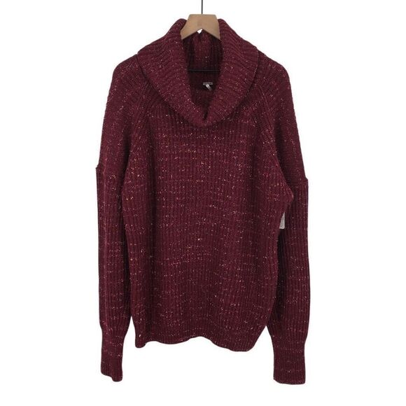 Free People Leo Tunic Sweater Womens Medium Wine Rib Cowl Neck Oversized NWT - Picture 1 of 11